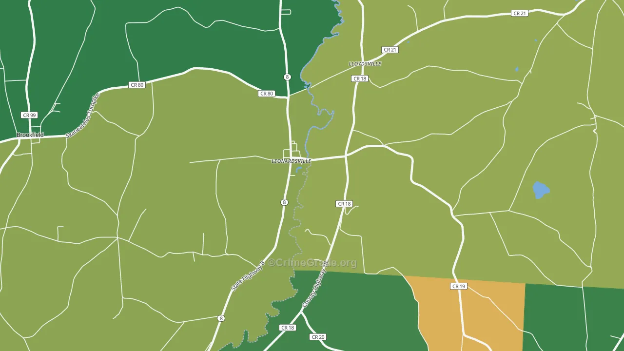 Leonardsville, NY Map of Murder Rates