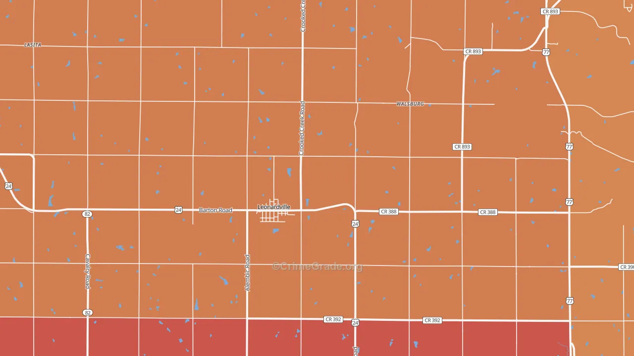 Leonardville, KS Map of Murder Rates