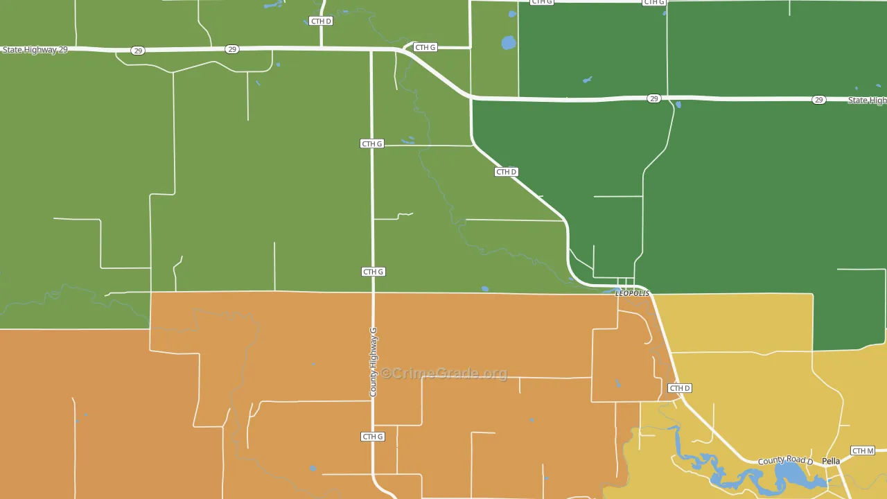 Leopolis, WI Map of Murder Rates