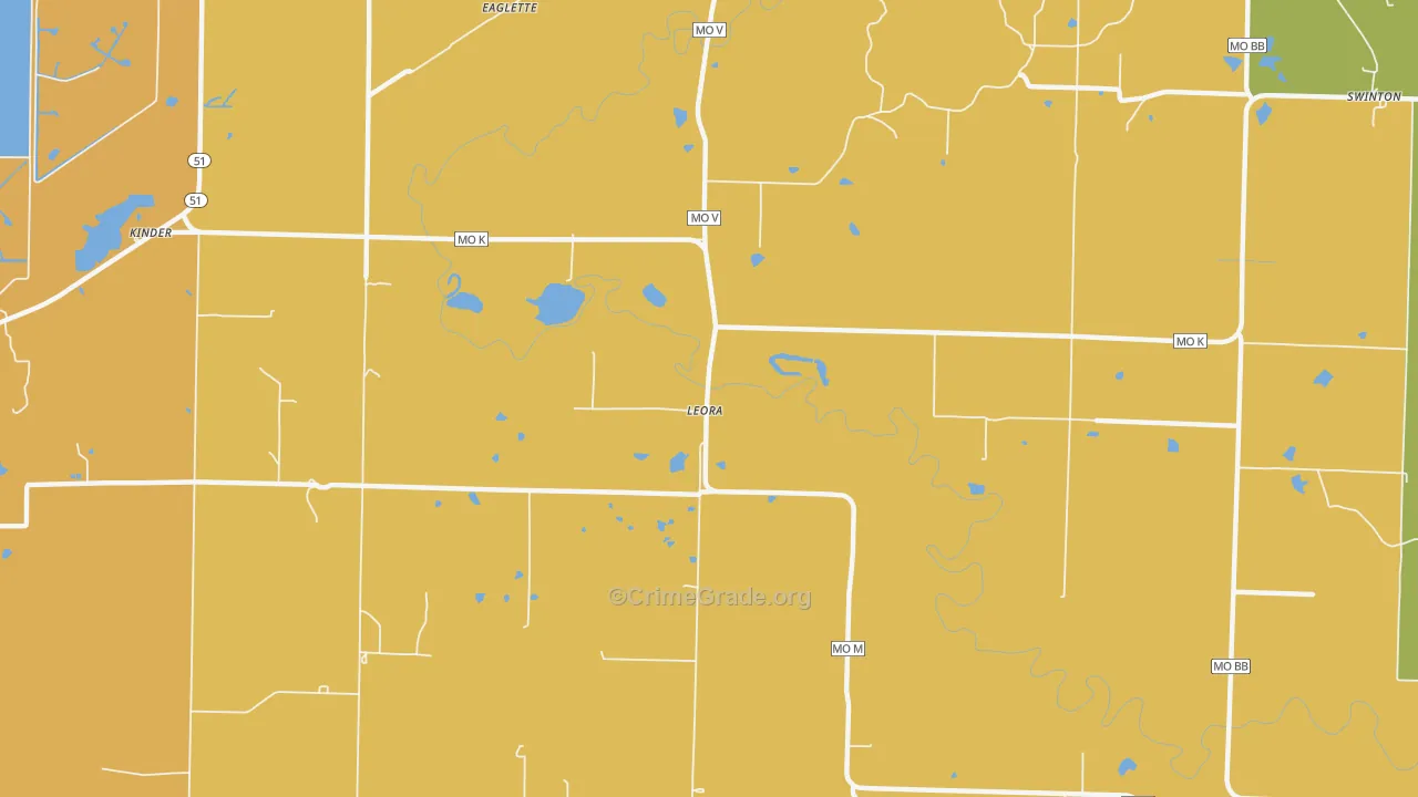 Leora, MO Map of Murder Rates
