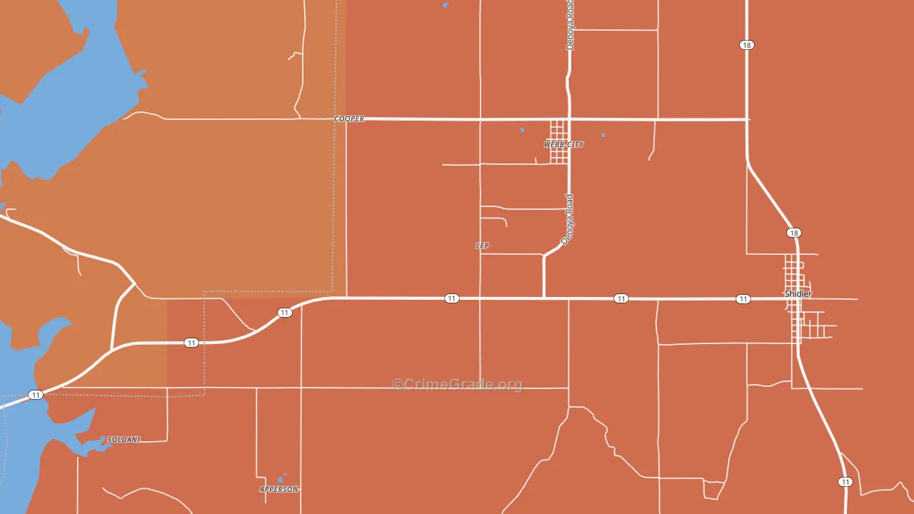Lep, OK Map of Murder Rates