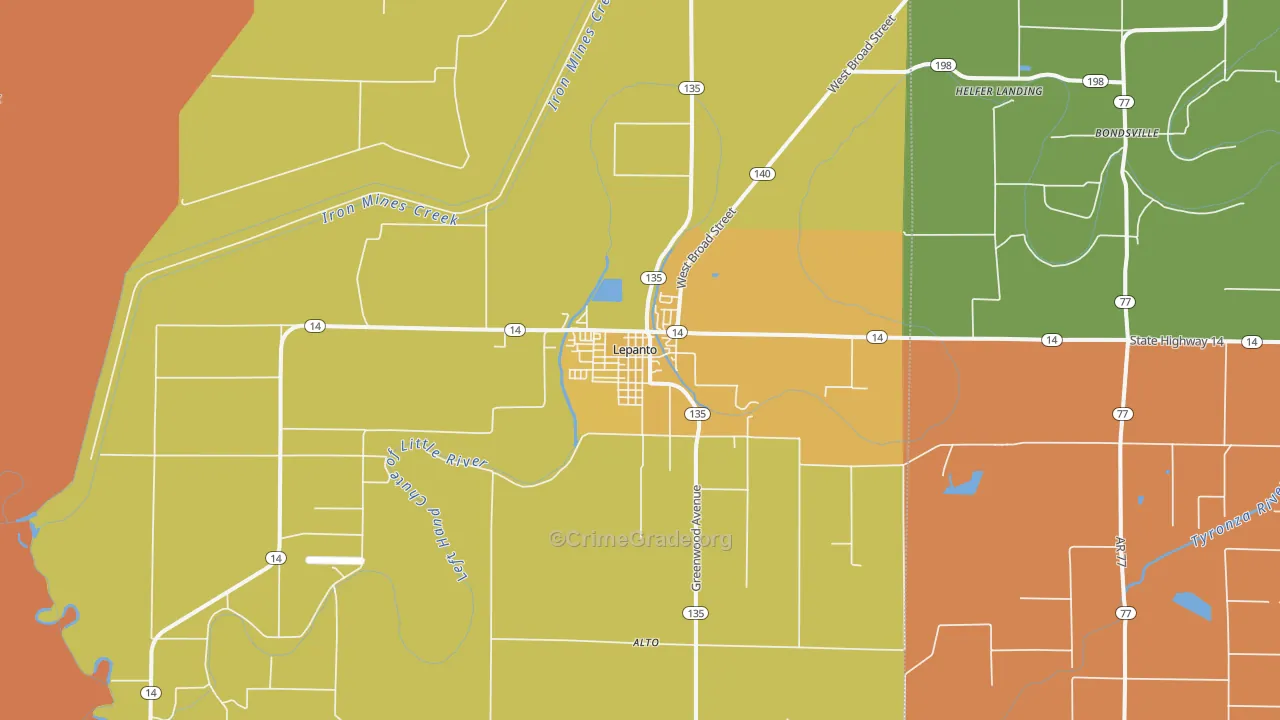 Lepanto, AR Map of Murder Rates