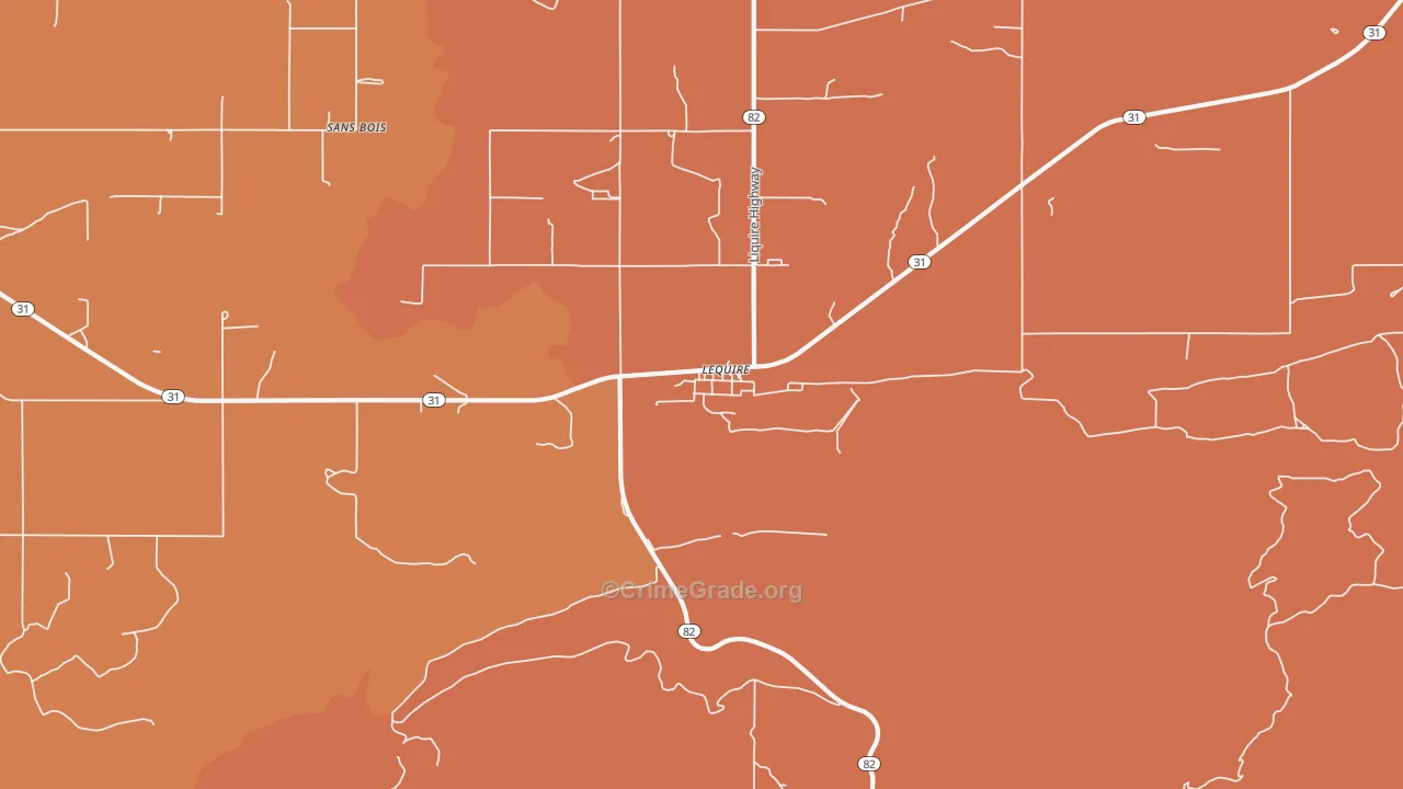 Lequire, OK Map of Murder Rates