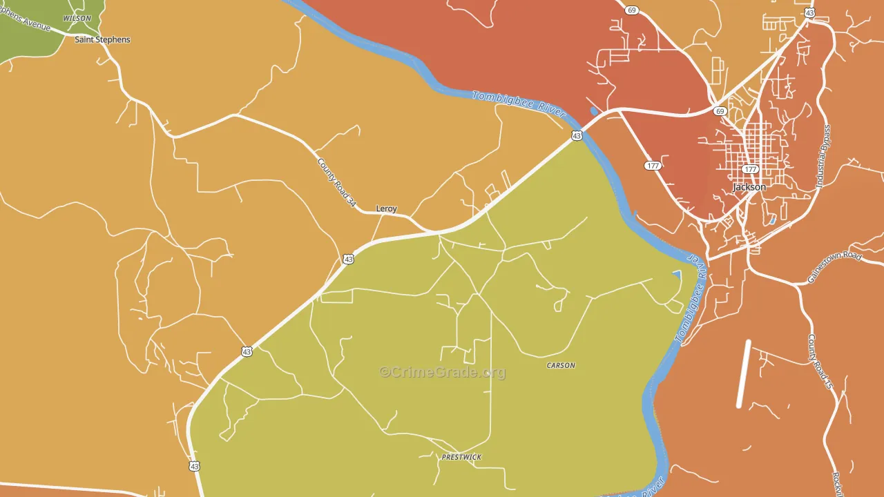 Leroy, AL Map of Murder Rates