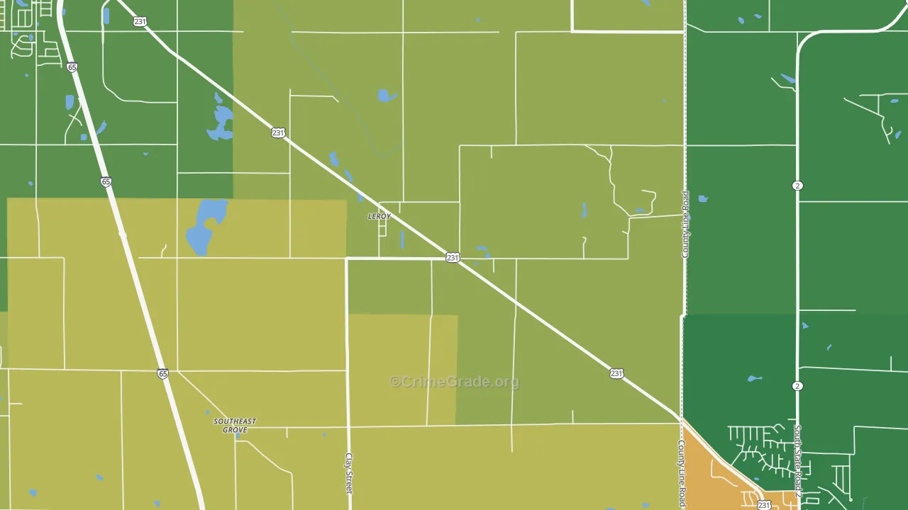Leroy, IN Map of Murder Rates
