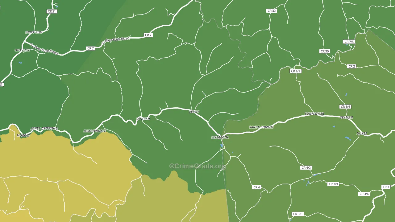Leroy, WV Map of Murder Rates