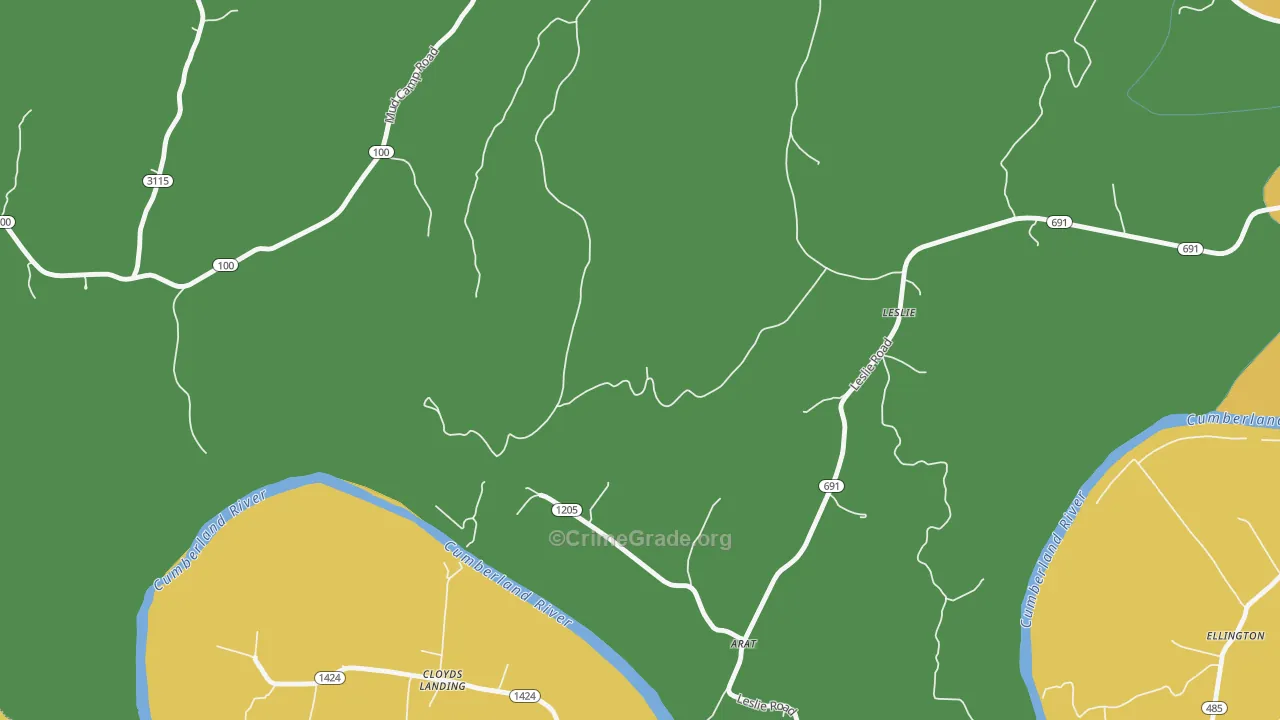 Leslie, KY Map of Murder Rates