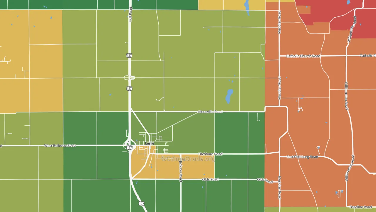 Leslie, MI Map of Murder Rates
