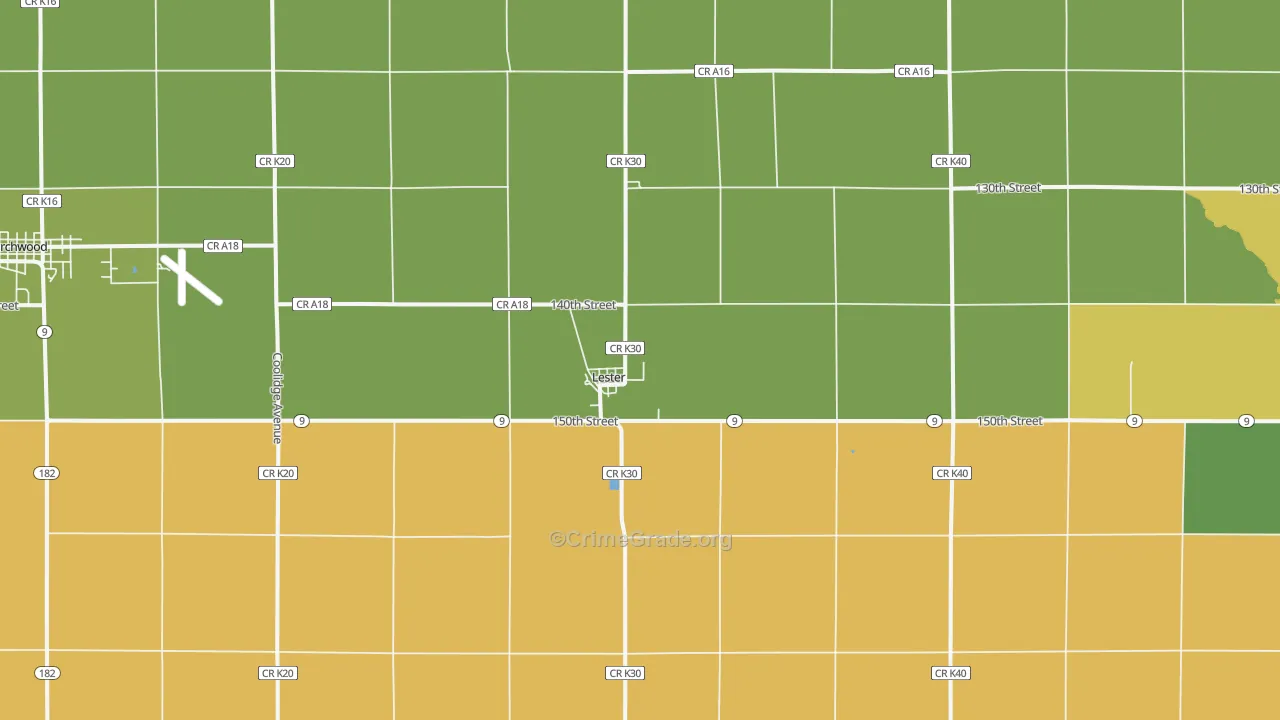 Lester, IA Map of Murder Rates
