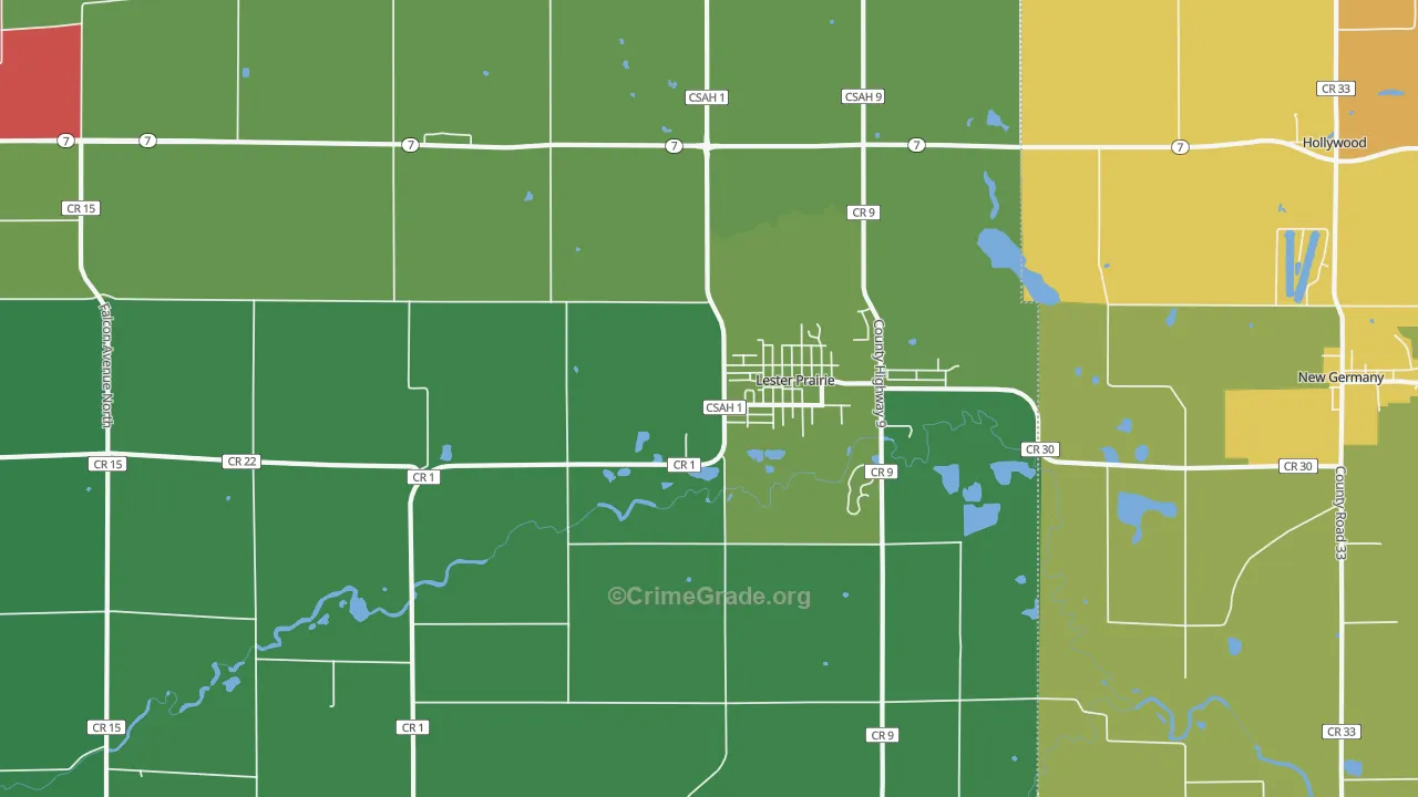 Lester Prairie, MN Map of Murder Rates