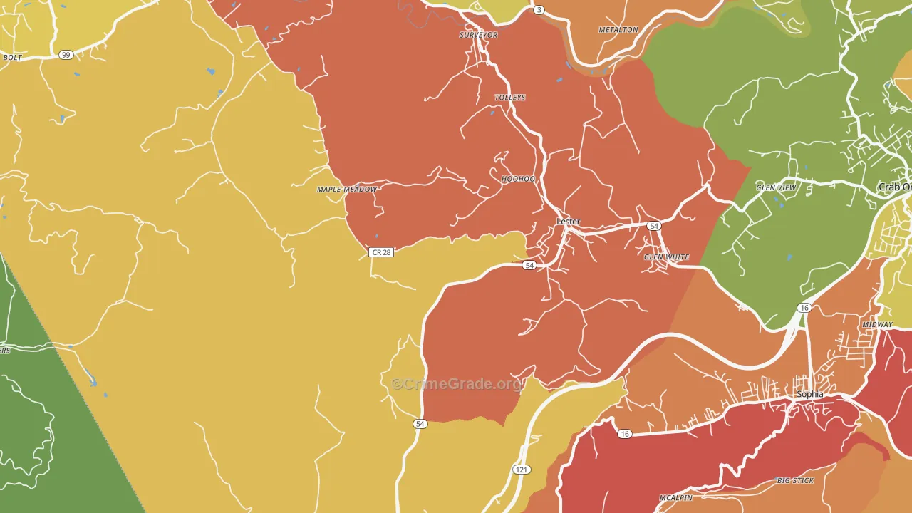 Lester, WV Map of Murder Rates