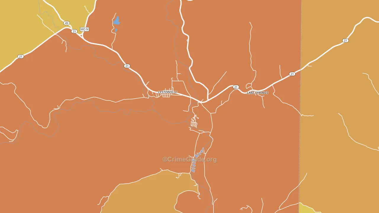 Lesterville, MO Map of Murder Rates