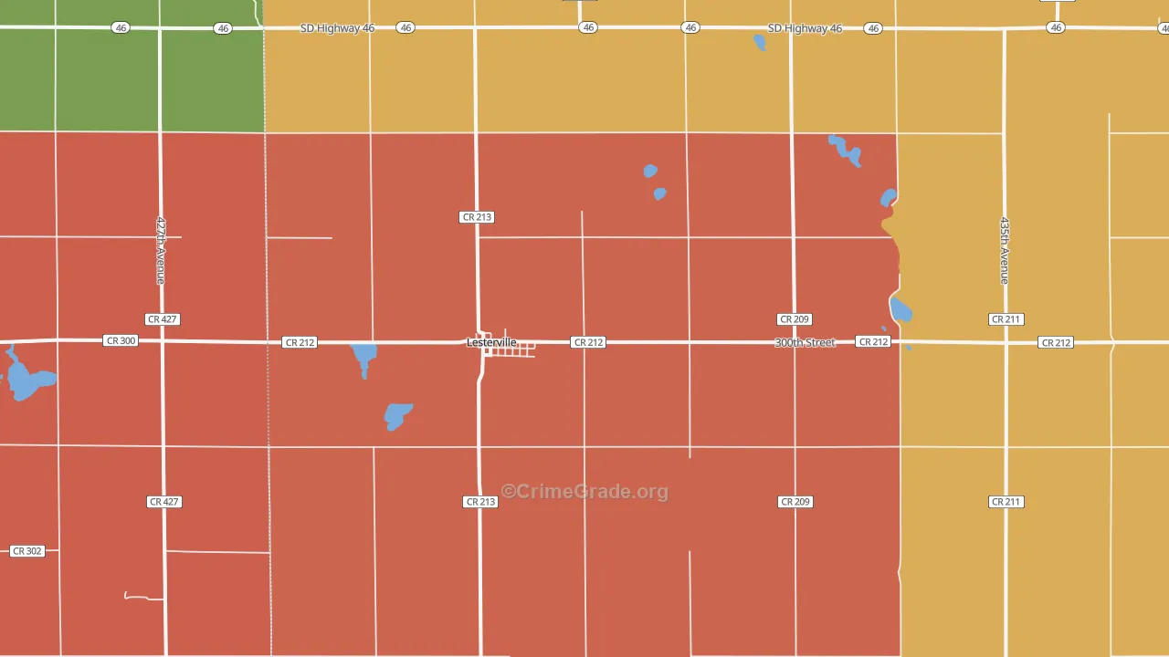 Lesterville, SD Map of Murder Rates