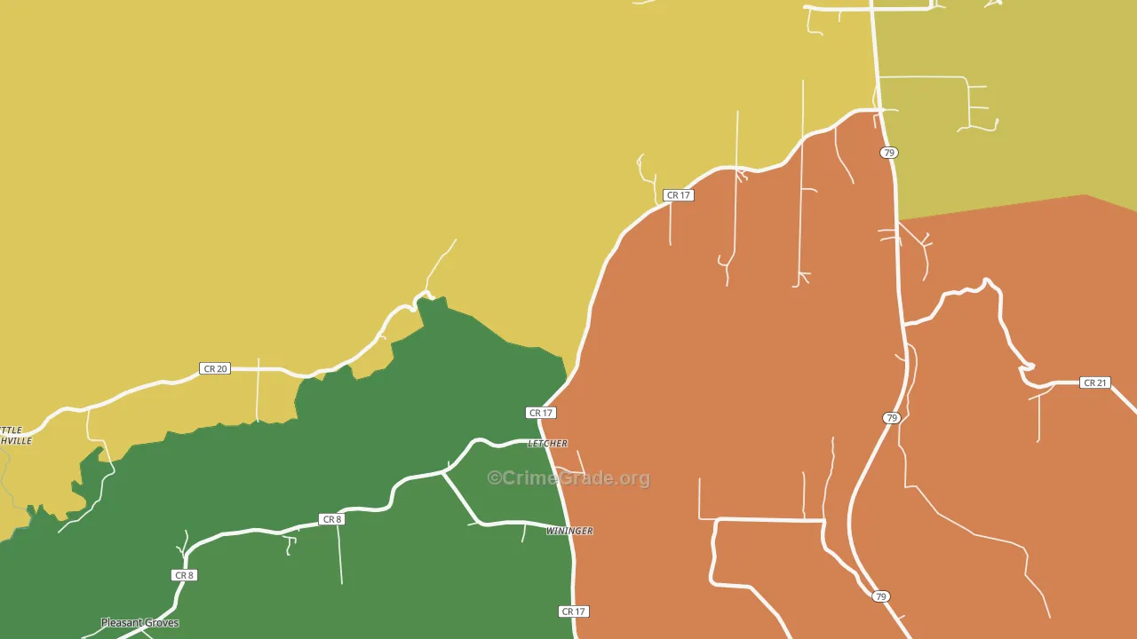 Letcher, AL Map of Murder Rates