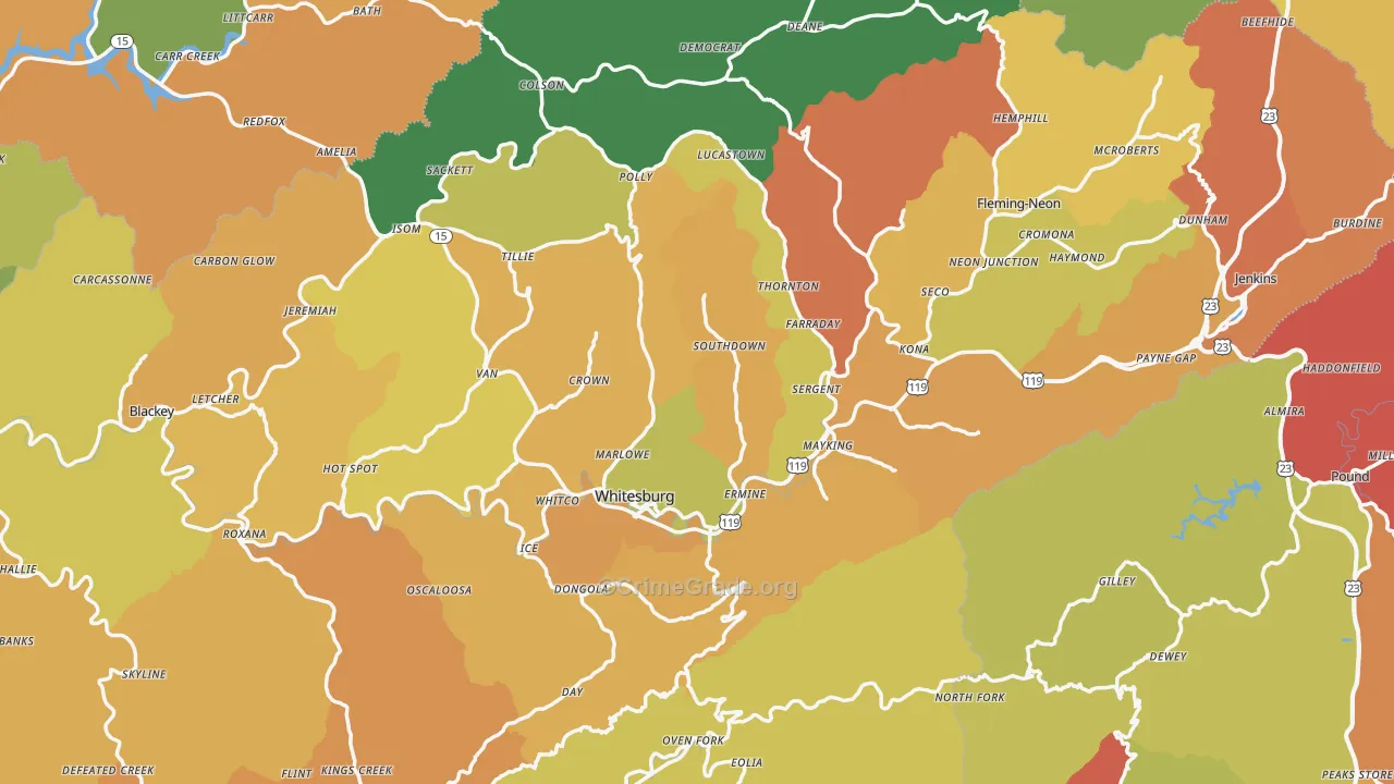 Letcher County, KY Map of Murder Rates