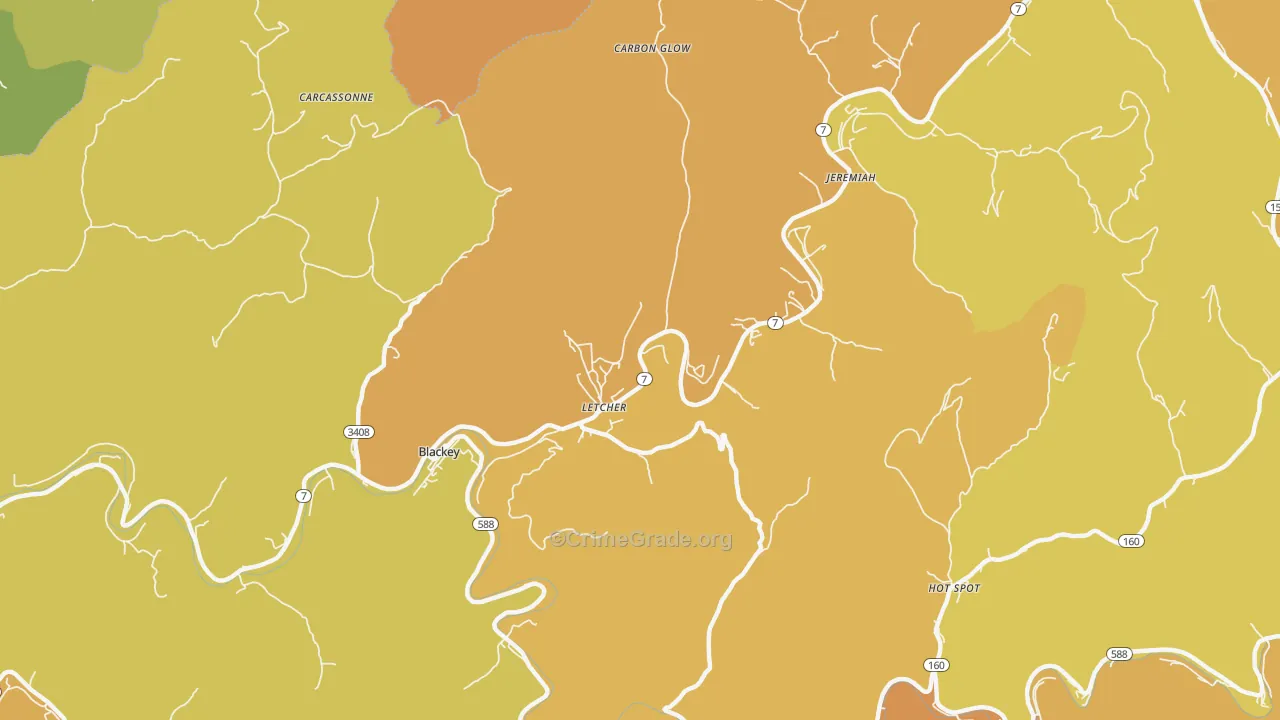 Letcher, KY Map of Murder Rates
