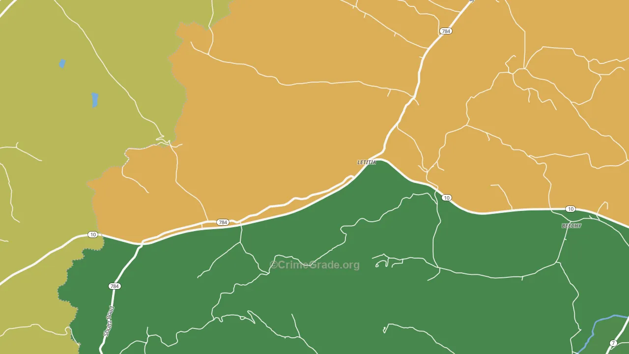 Letitia, KY Map of Murder Rates