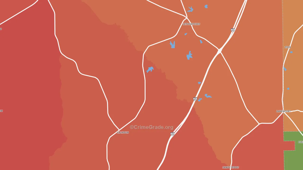 Letohatchee, AL Map of Murder Rates
