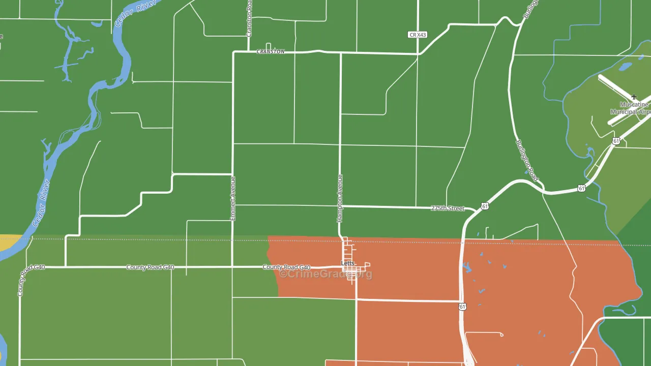 Letts, IA Map of Murder Rates