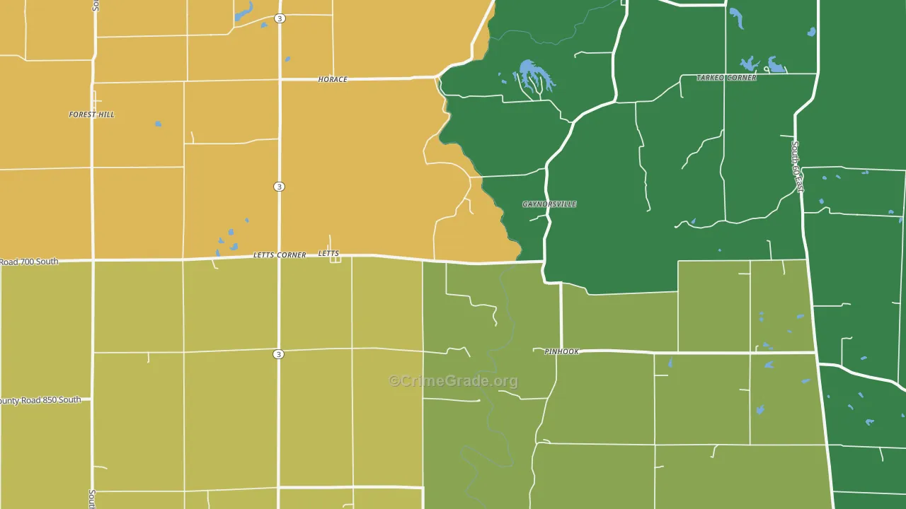 Letts, IN Map of Murder Rates