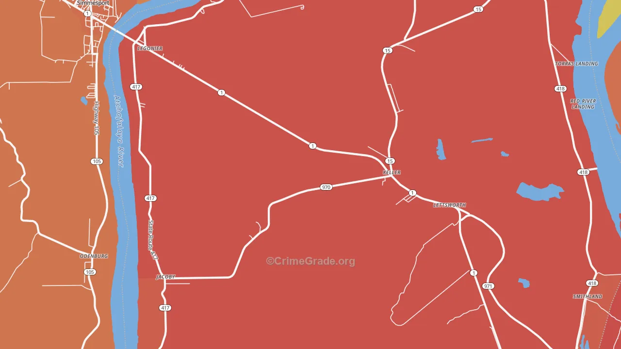 Lettsworth, LA Map of Murder Rates