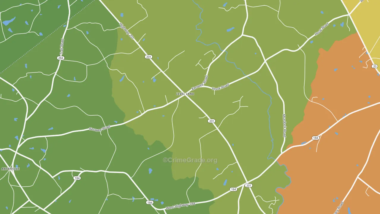 Level Land, SC Map of Murder Rates