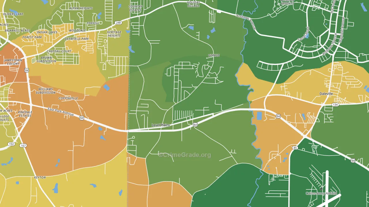 Level Plains, AL Map of Murder Rates