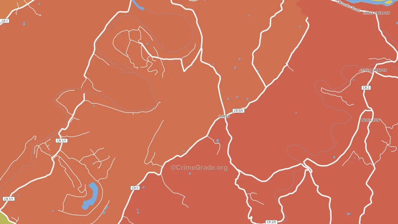 Levels, WV Map of Murder Rates