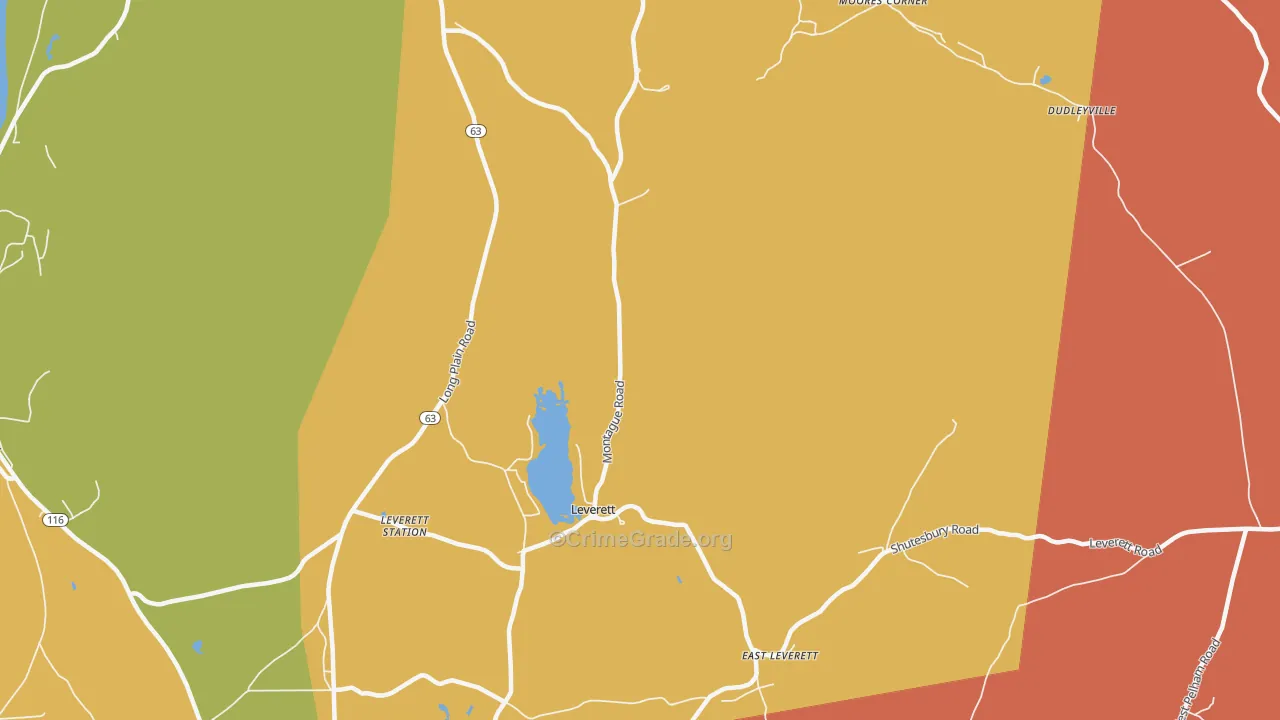Leverett, MA Map of Murder Rates