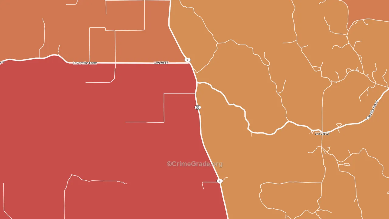 Leverett, MS Map of Murder Rates