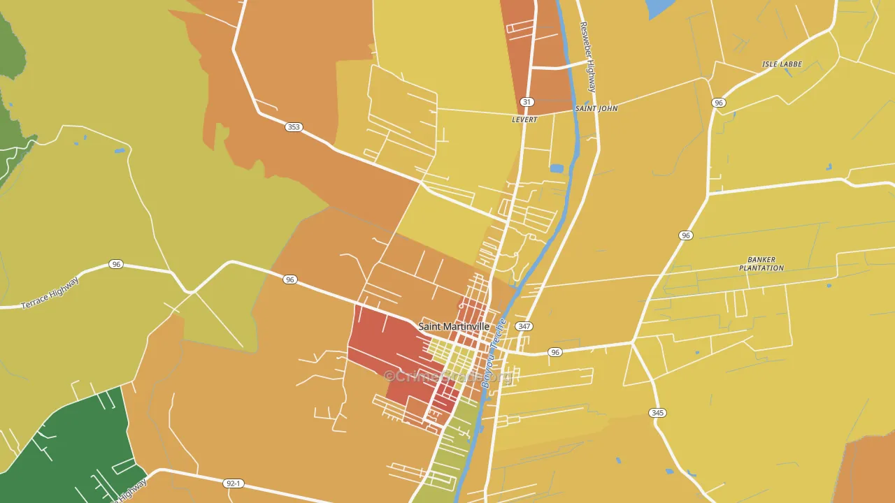 Levert, LA Map of Murder Rates