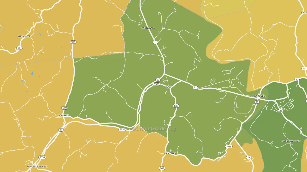 Levi, KY Map of Murder Rates