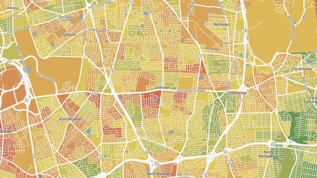 Levittown, NY Map of Murder Rates