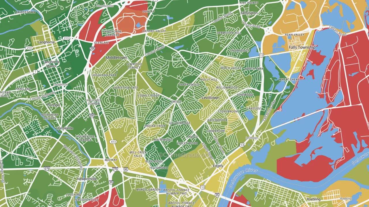 Levittown, PA Map of Murder Rates