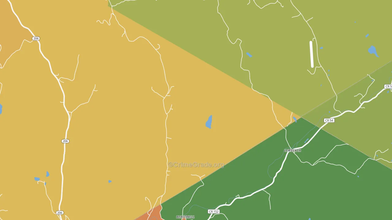 Lewbeach, NY Map of Murder Rates