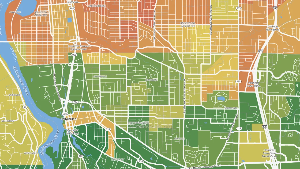 Lewelling, Milwaukie, OR Map of Murder Rates
