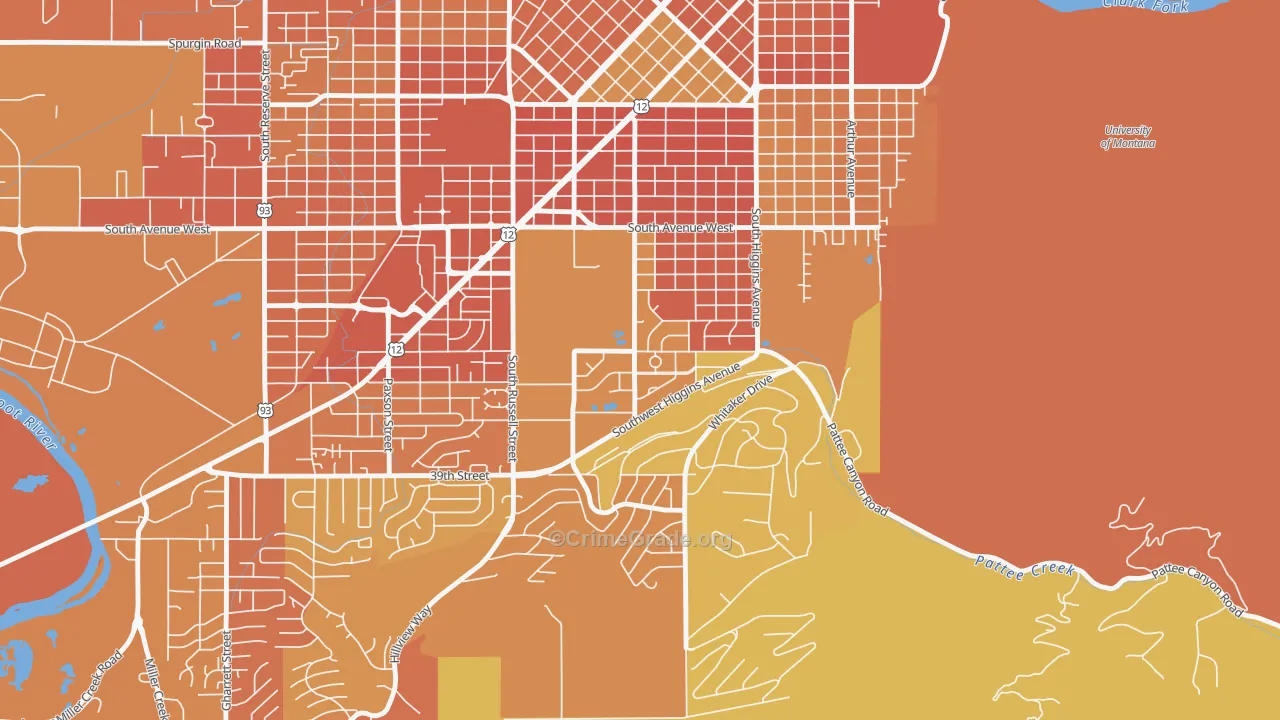 Lewis and Clark, Missoula, MT Map of Murder Rates