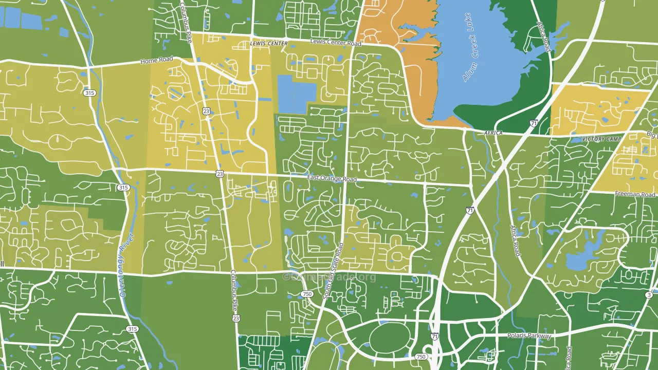 Lewis Center, OH Map of Murder Rates