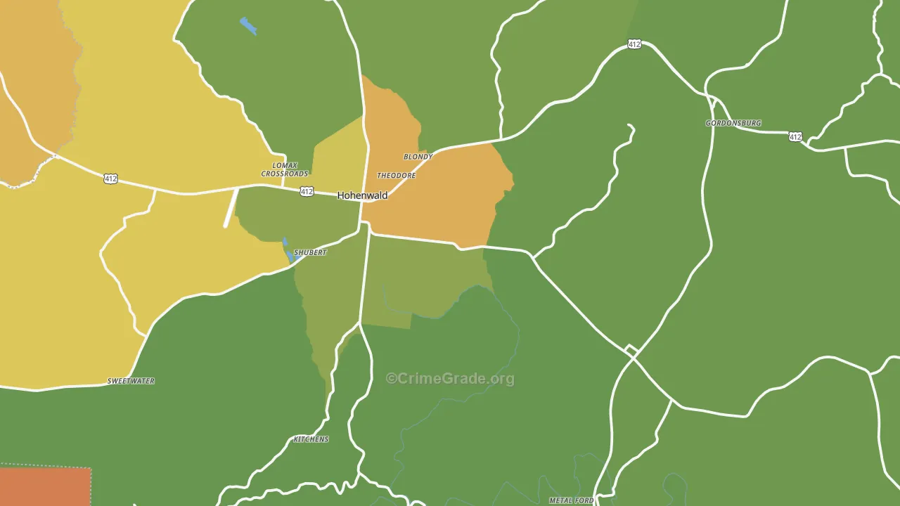 Lewis County, TN Map of Murder Rates