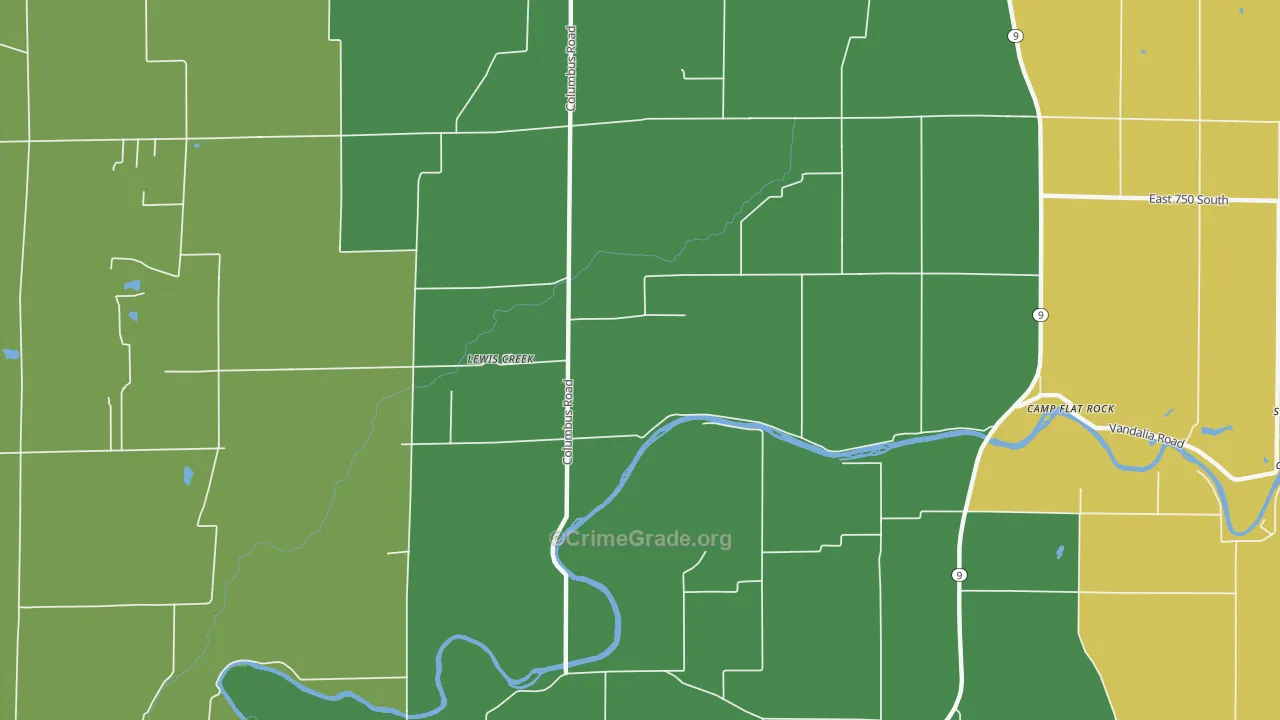 Lewis Creek, IN Map of Murder Rates