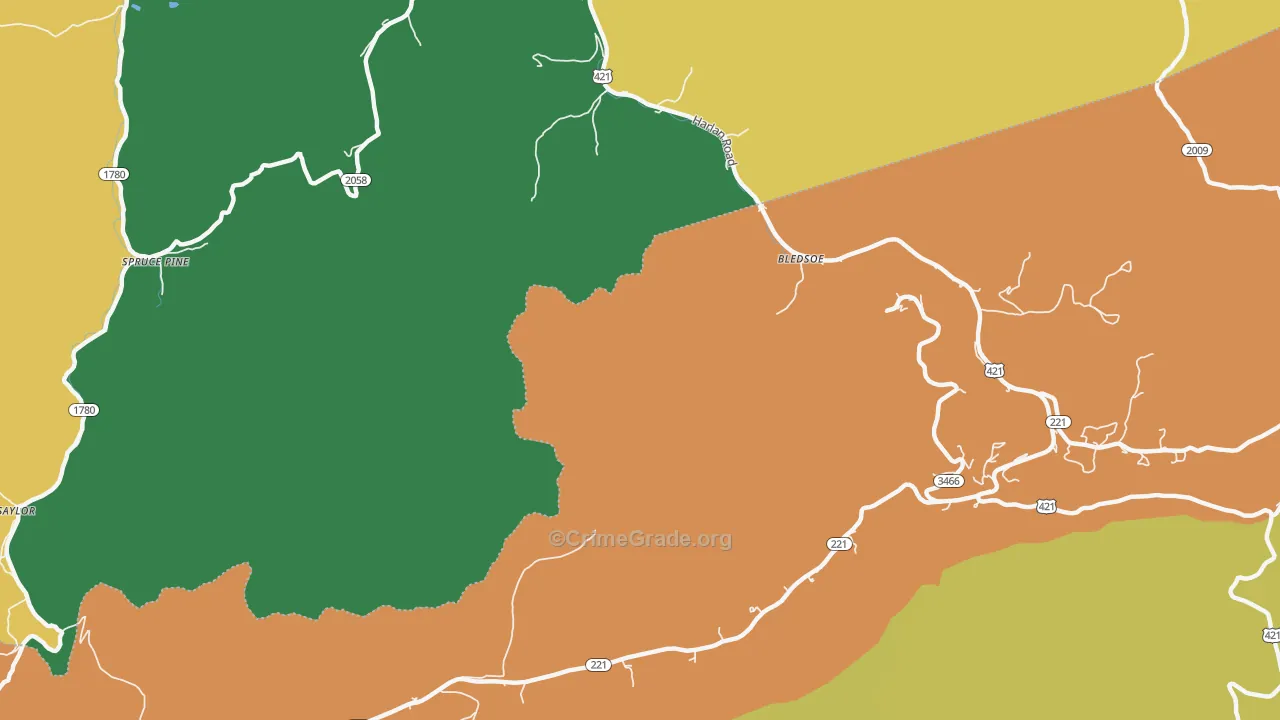 Lewis Creek, KY Map of Murder Rates