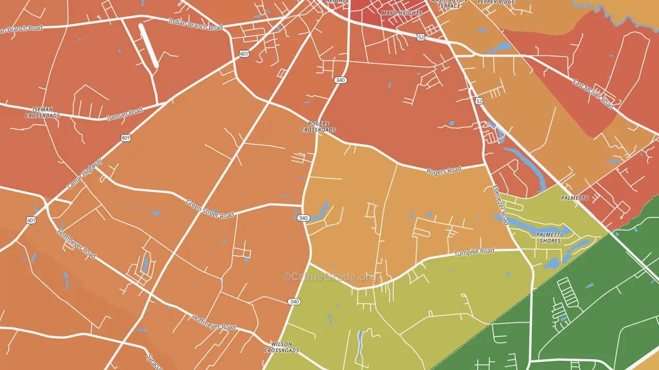 Lewis Crossroads, SC Map of Murder Rates