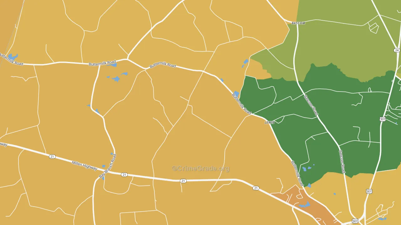 Lewis, GA Map of Murder Rates