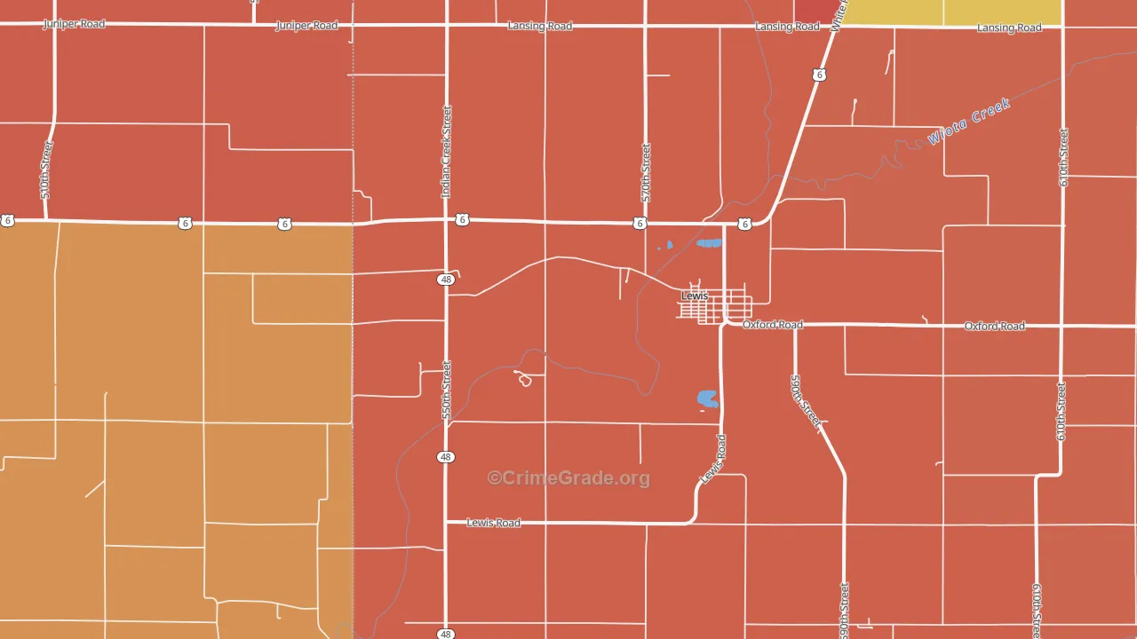 Lewis, IA Map of Murder Rates
