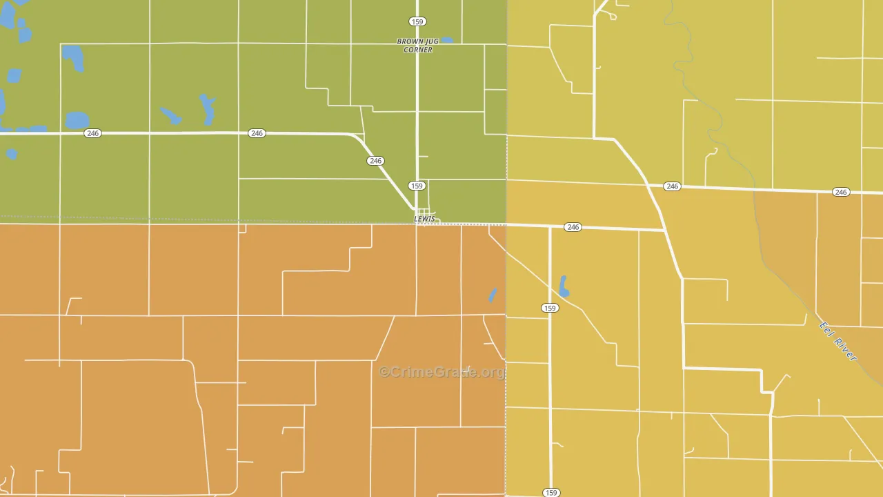 Lewis, IN Map of Murder Rates