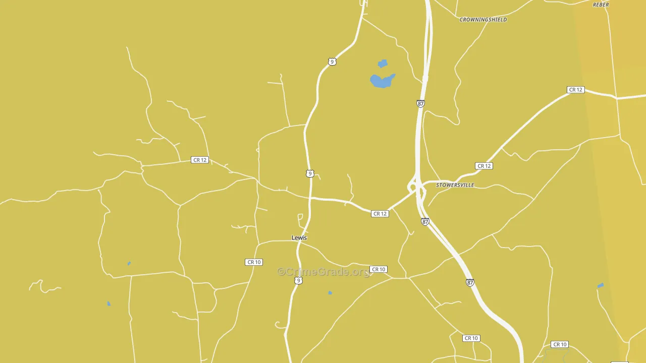 Lewis, NY Map of Murder Rates