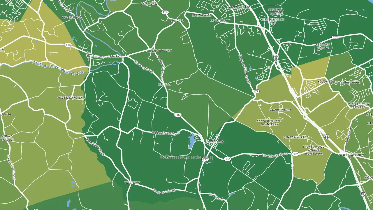 Lewisberry, PA Map of Murder Rates