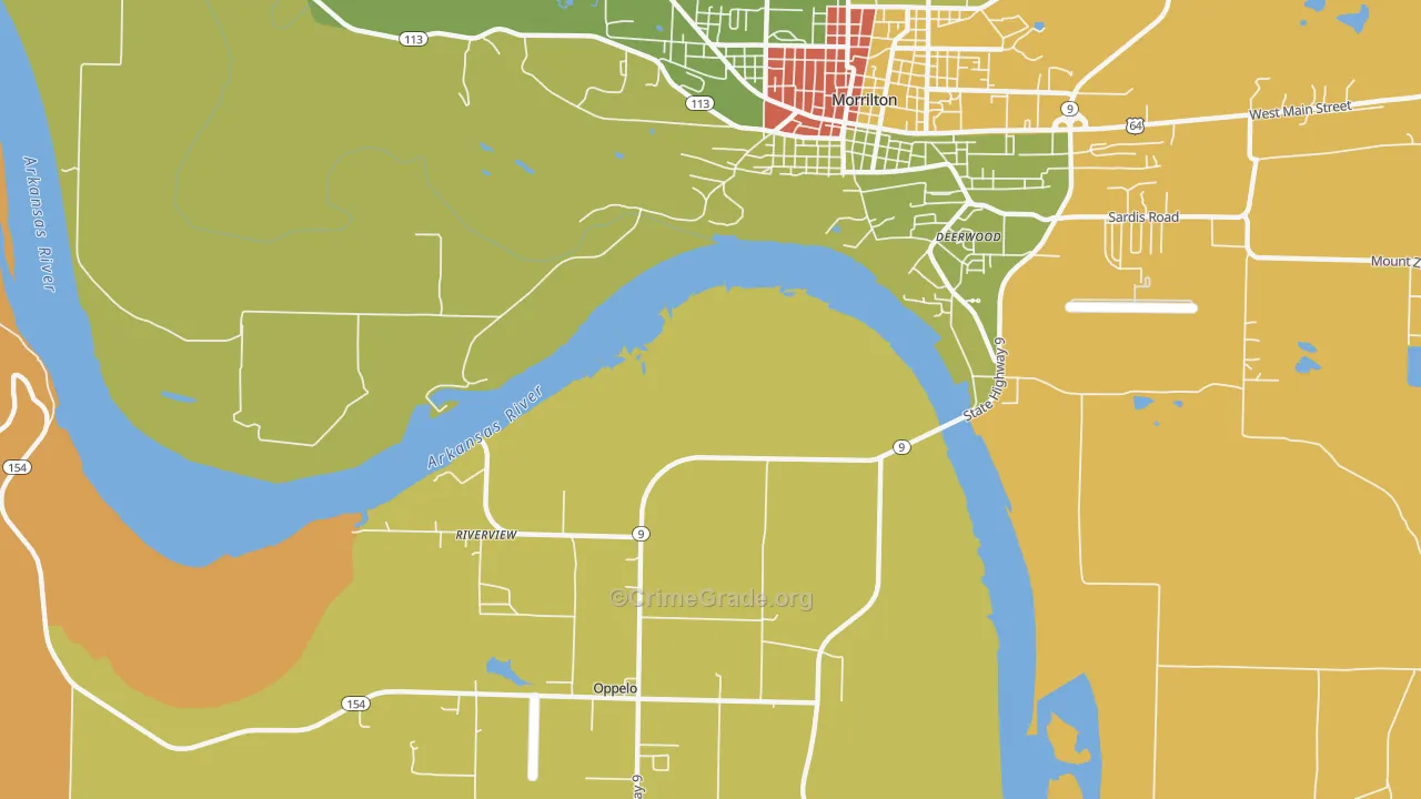 Lewisburg, AR Map of Murder Rates