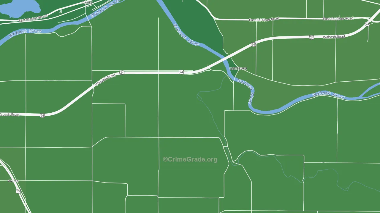 Lewisburg, IN Map of Murder Rates