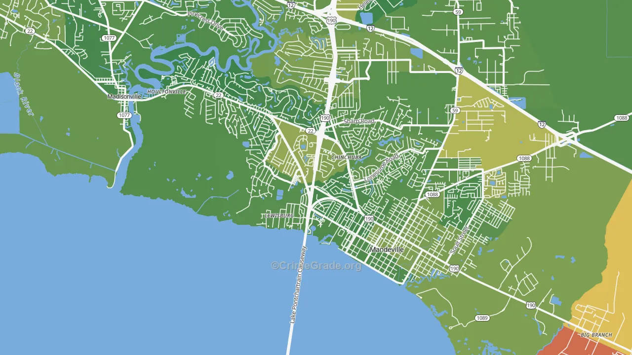 Lewisburg, LA Map of Murder Rates
